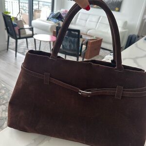Elegant Dark Brown Suede Shoulder Bag